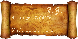 Nicsinger Zalán névjegykártya