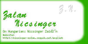 zalan nicsinger business card